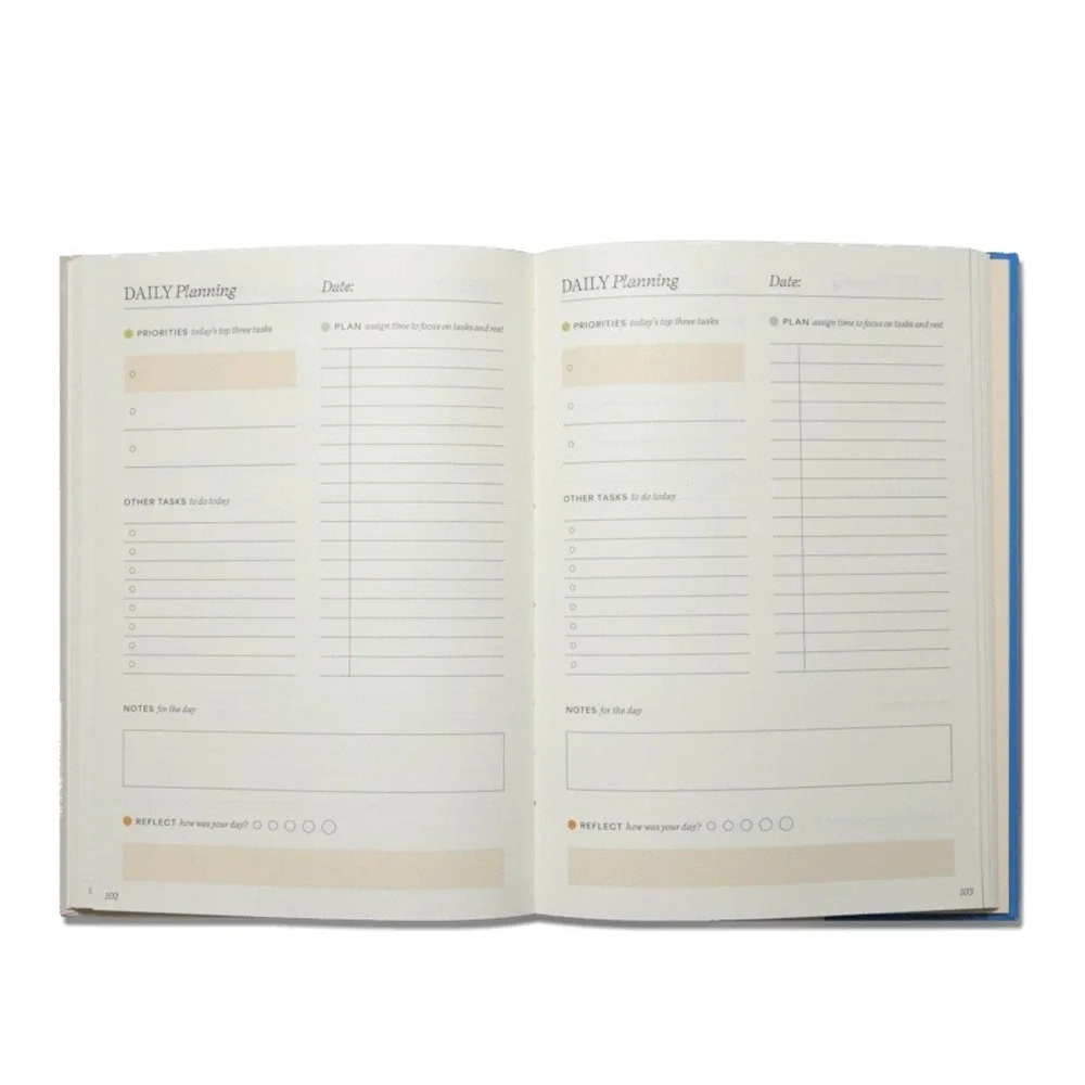 NEW Papier Daily Planner Blue Hardback Undated Agenda Monthly Summary Reflection